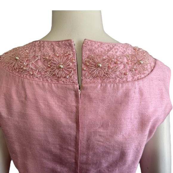 Vintage Hand-Beaded Pink Silk Cocktail Dress | Custom Couture Formal | MCM | - Picture 10 of 16